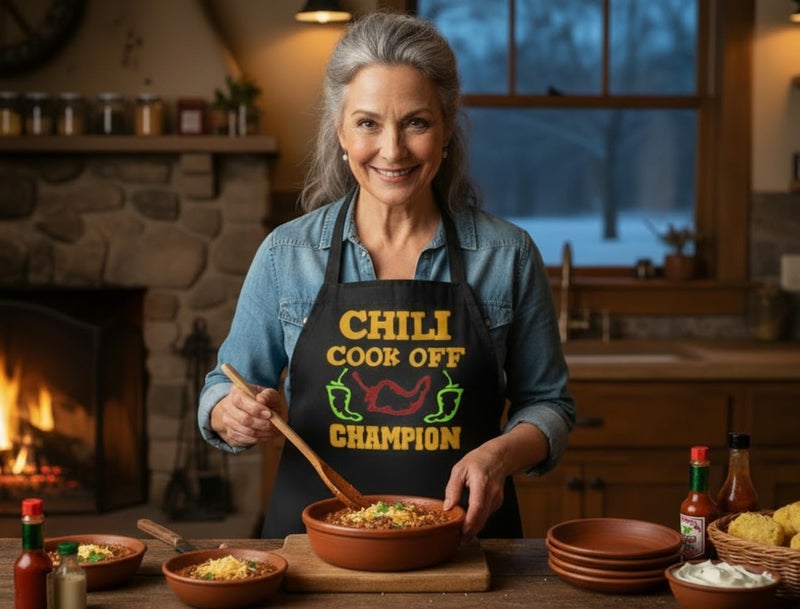 CoolAprons Chili Cook Off Champion Black Apron, Chili Contest Apron, Chili Competition Prize, Cook Off Trophy - Image 3